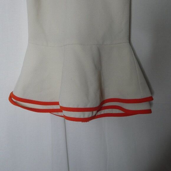 Bar III Peplum Top Open Back Piping Blouse Ivory Orange Peekaboo Sleeveless - Picture 3 of 10